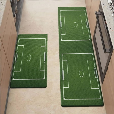 

Anti Fatigue Kitchen Mat Soccer Field Kitchen Rugs Non Slip Cushioned Standing Mat for Sink Floor Laundry Office Desk Plus 17.3 x 47.2