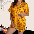 thumbnail image 2 of RMGVDSD Halloween Pajamas Set for Women 2 Piece Cute Pumpkin Print Short Sleeve Sleepwear Button Down Loungewear Holiday Party Pajama Shorts Sets, 2 of 7
