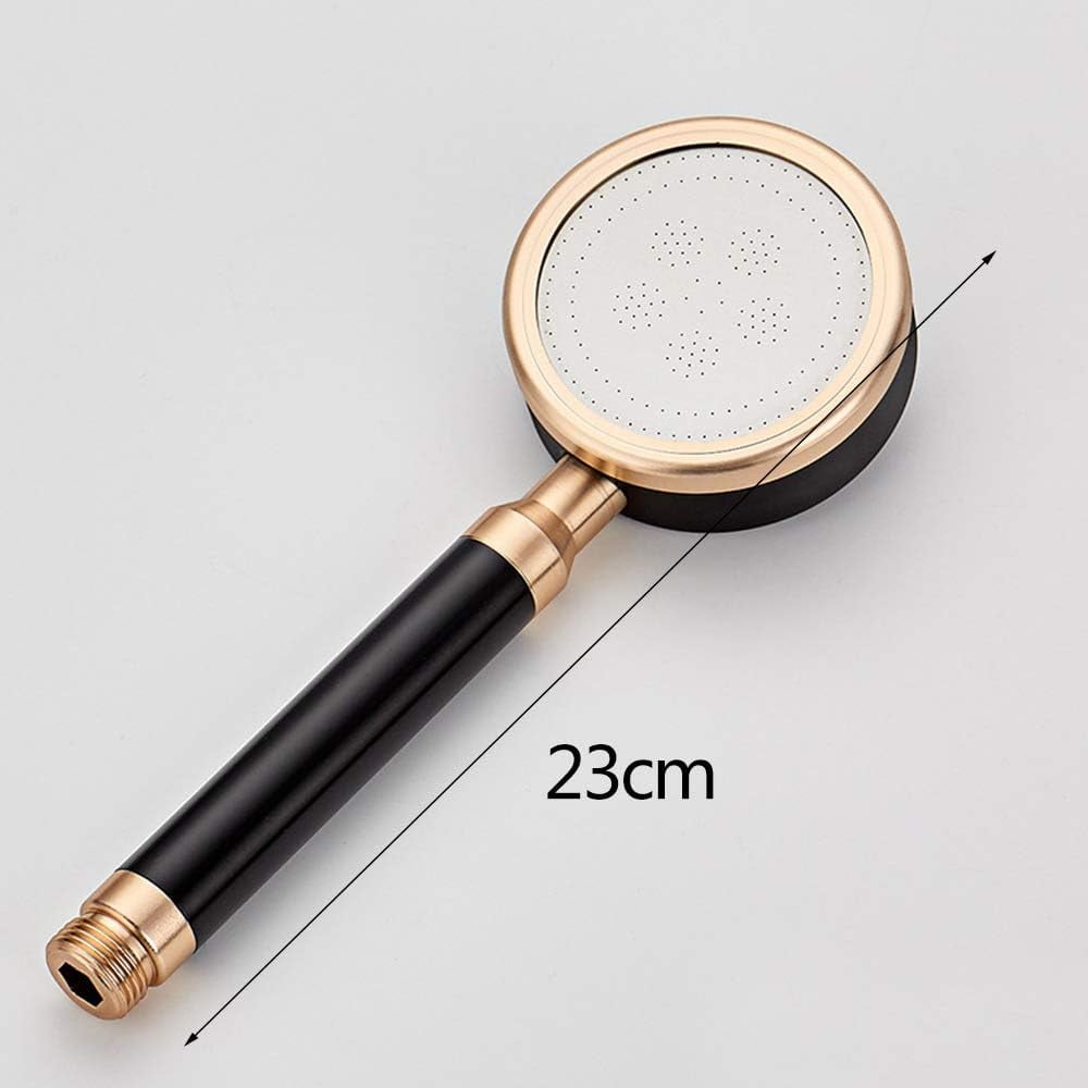 Handheld Shower Head Space Aluminum Pressurized Boost Spray Round Rain Shower Nozzle Bath Showerhead,Black