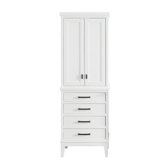 71 in. Linen Tower in White Finish