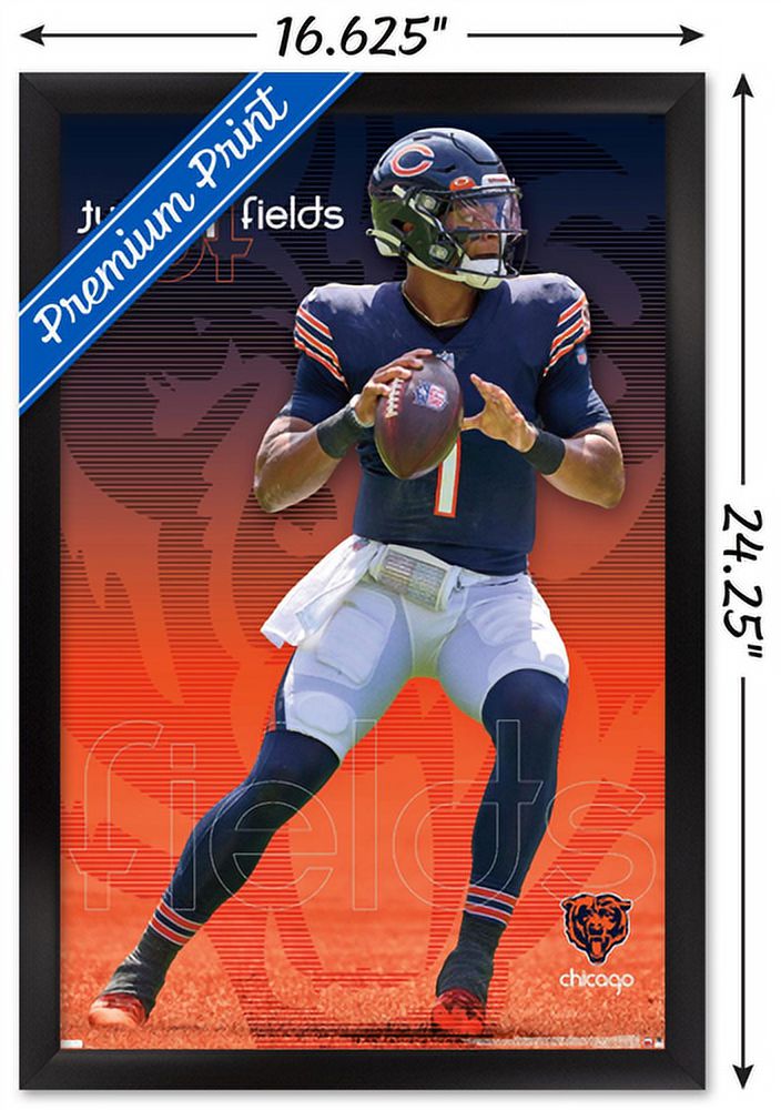 Justin Fields Chicago Bears Football Illustrated Art Poster -   Israel