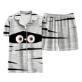 thumbnail image 5 of UAYOTSE Little Girls Satin Button‑Front Loungewear Set, Collared Short Sleeve Top and Shorts, Versatile Night Outfit for Indoor Activities Size 10-11 Years, 5 of 6