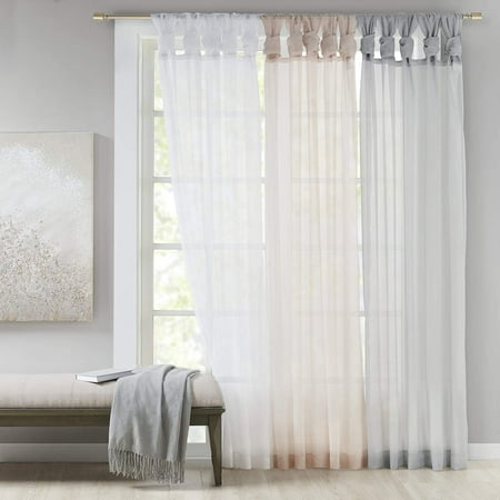 Diy Twisted Tab Sheer Window Curtain Panel Pair Voile Privacy Drape For Bedroom Livingroom 50 X 95 White 2 Count Walmart Canada