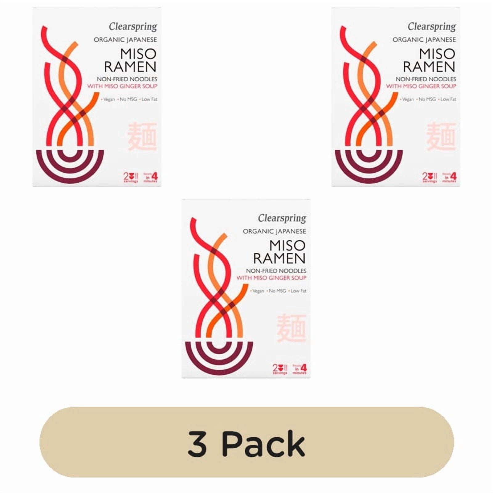Clearspring Japanese Miso Ramen Noodles with Miso Ginger Soup 210g, British Import (Pack of 3)