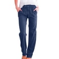thumbnail image 6 of Lumtrix Linen Pants Women 2026 Spring Summer Fashion Straight Leg Pant Dressy Casual High Waisted Loose Boho Trousers With Pockets Navy L, 6 of 6
