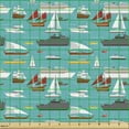 thumbnail image 2 of Ambesonne Nautical Fabric by the Yard Upholstery, Sea Transportation Items, 5 Yards, Dark Seafoam Multicolor, 2 of 5