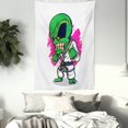 thumbnail image 3 of Outer Space Decor Tapestry, Alien Warrior Practicing Chinese Martial Art Karate Sports Children Decor, Wall Hanging for Bedroom Living Room Dorm Decor, 40W X 60L Inches, Green Pink, by Ambesonne, 3 of 5