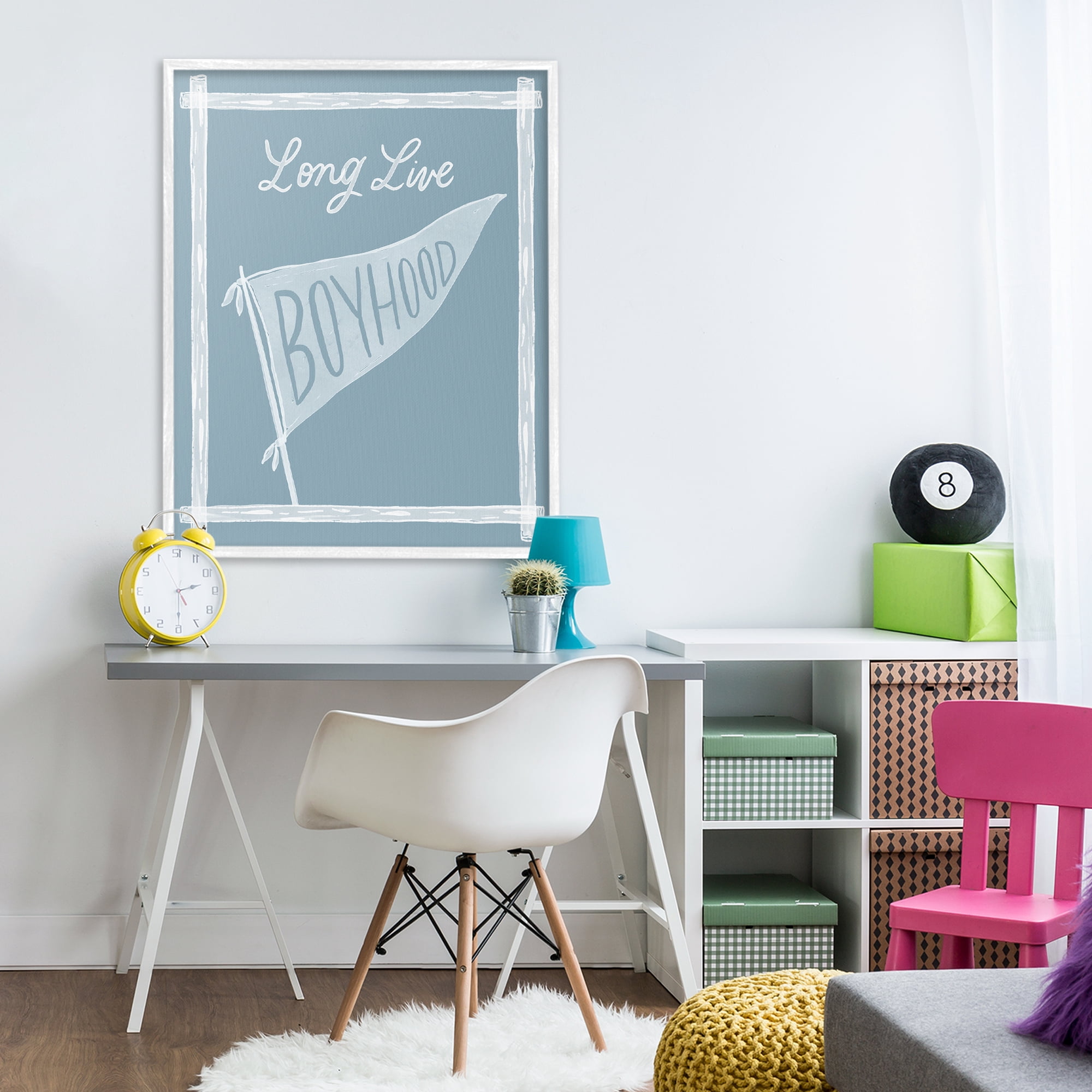 Stupell Industries Long Live Boyhood with Border White Framed Giclee Art, design by Cherrywood Lane