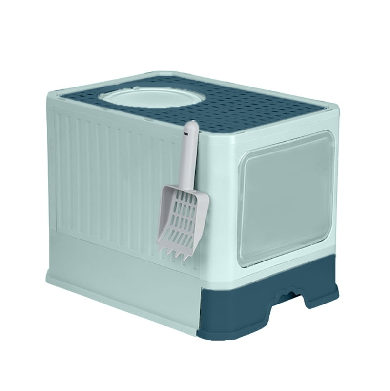 Yiran Fully Enclosed Foldable Drawer Type Cat Litter Box, Green