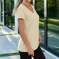 thumbnail image 4 of WEIYLL T-Shirts Women Solid Color V Neck Short Sleeve Versatile Basic Beige Tees Sizes L, 4 of 6