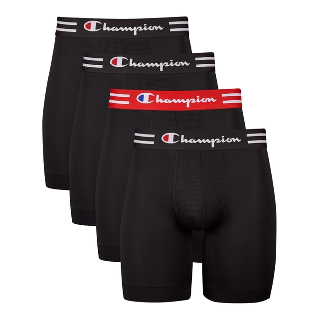 Calzoncillos bóxer Champion Performance para hombre, paquete de 4, color negro