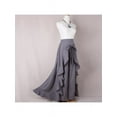 thumbnail image 5 of Women Casual Plain Tie-Waist Wrap Skirts Pants Chiffon Ruffle Wide Leg Overlay Loose Dress, 5 of 5
