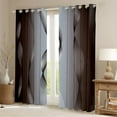 thumbnail image 4 of Gradient Terra Brown and Grey Curtains & Drapes 2 Panels 52"Wx63"L,Silver Foil Print Wave Striped Curtains Ombre Blackout Curtains,Abstract Art Room Decor Aesthetic, 4 of 6