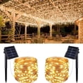 thumbnail image 4 of POINTERTECK Copper Wire LED Lights String Solor Waterproof Holiday Lights Party Decoration 100/200 Beads 8 Modes warm white 12m, 4 of 9