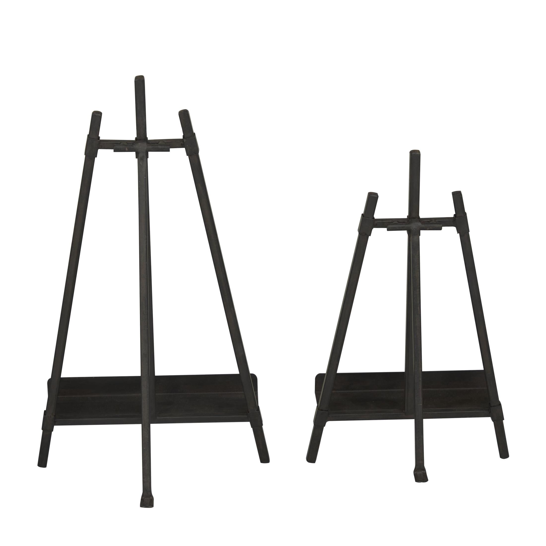 DecMode 13", 11"H Black Metal Tabletop Triangle Easel with Foldable Stand, 2-Pieces
