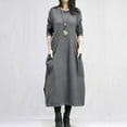thumbnail image 2 of ZQUUVOU Women's Long Sleeve Solid Loose Maxi Dress With Pocket Muslin Girl Winter Loose Dress Gray, 2 of 6