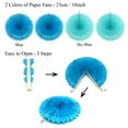 thumbnail image 4 of 20 piezas decoración de fiesta de abanico de papel, abanicos de papel colgantes azules, flores de pompones, 4 of 5
