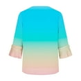 thumbnail image 6 of Womens Tops Ruffle 3/4 Sleeve V-Neck Gradient Color Dressy Casual Chiffon Blouses Tops, 6 of 7