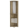 thumbnail image 7 of Miekor Furniture Chicago 75" H Mirrored Corner Bar Cabinet, With Glass Doors, Two Shelves And Stemware Macadamia 14553, 7 of 7