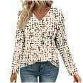 thumbnail image 4 of ShiShine Womens Fall Long Sleeve Tops Flowy Printed V Neck Shirts Loose Casual Blouses with Decor Button, 4 of 6
