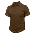 thumbnail image 6 of Qwertyu Polo Shirts for Men Casual Collared Short Sleeve Shirts Solid Color Quarter Zip Pullover Tops with Pocket Light Brown 3XL, 6 of 6