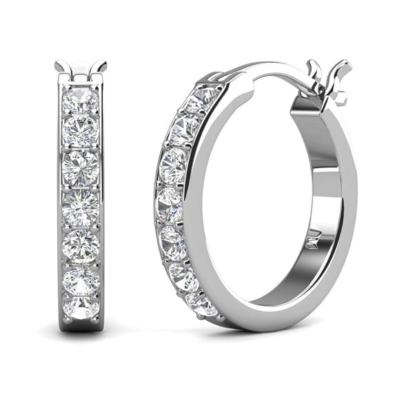 Cate & Chloe Presley 18k White Gold Plated 17mm Hoop Earrings with Swarovski Crystals for Women