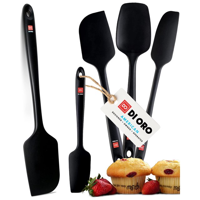 Set de espátulas de silicona de Oro Seamless Series, 5 unidades, color negro