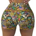 thumbnail image 2 of Fuzoiu USA 1 Print Women's Workout Shorts,Workout Biker Shorts Women,Exercise Fitness Shorts,Scrunch Short, Athletic Shorts for Gym Yoga Running Sport Active-Medium, 2 of 8