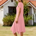 thumbnail image 3 of Nuoqisi Women's Summer A-Line Midi Dresses 2026 Casual Solid Short Sleeve Round Neck T-Shirt Dress Flowy Beach Sundress, 3 of 6