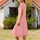 thumbnail image 4 of Mujeres Manga Corta Tops Estilo Casual Cuello Redondo Sólido Irregular Doblado Vestido, Vestido de Manga Corta para las Mujeres Falda Primavera Verano Diario, 4 of 6