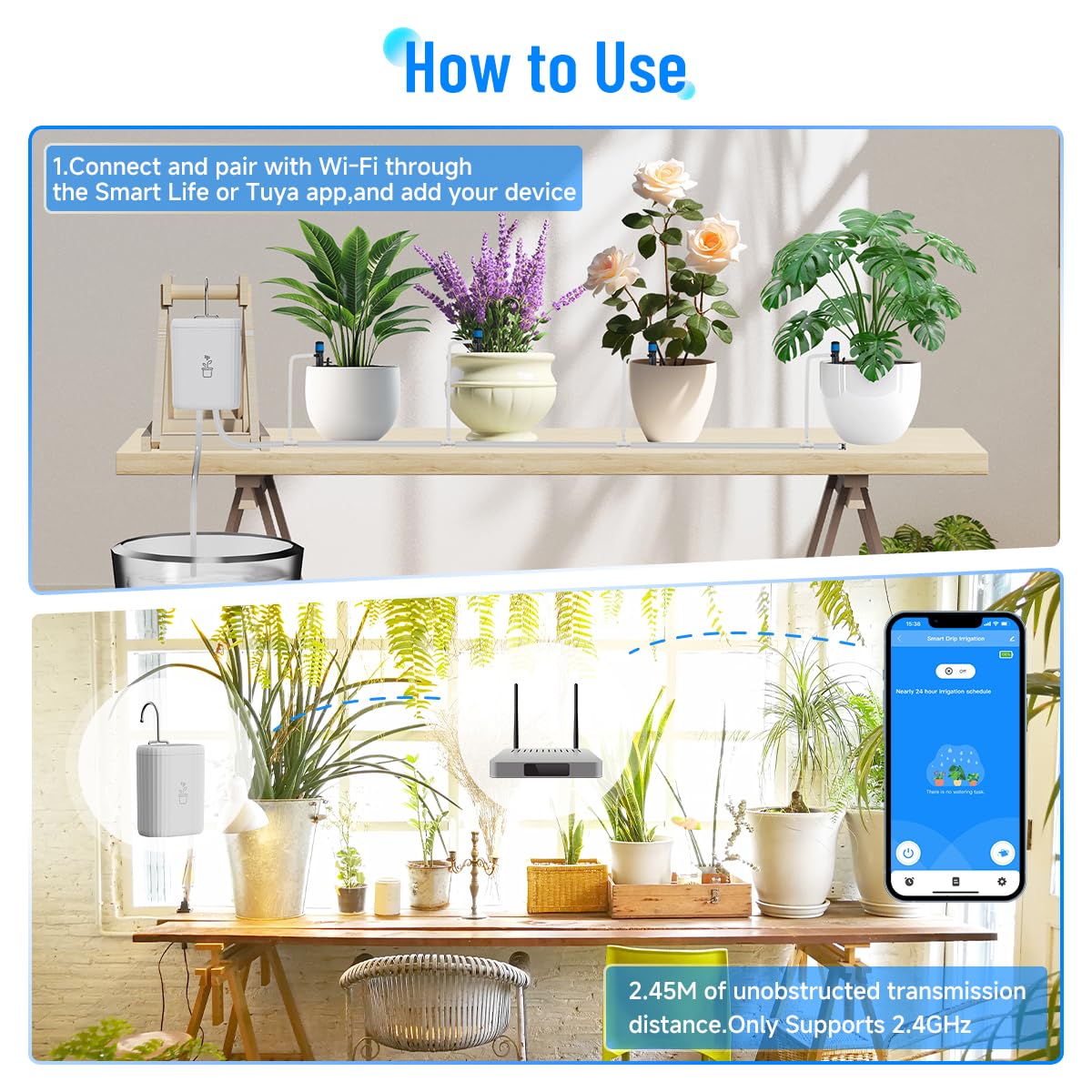 GreenVation WiFi Automatic Plant Watering Kit, 10-Zone Sprinkler Timer, Indoor/Outdoor Irrigation System for Garden, 1-Pack