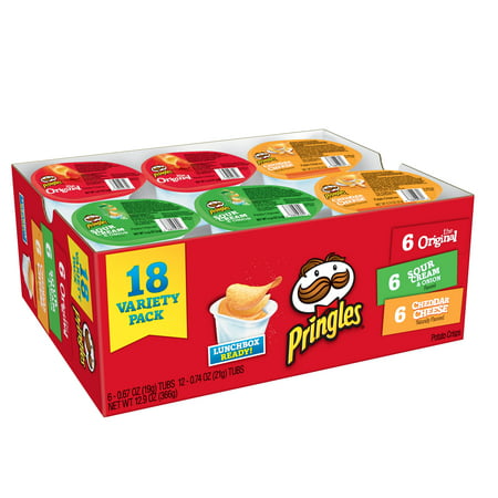 Pringles Original Sour Cream & Onion & Cheddar Cheese Potato Crisps Variety Pack 12.9 oz 18
