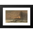 thumbnail image 2 of Louis Apol 18x12 Black Modern Framed Museum Art Print Titled - Winter Scene with the Sun Setting Behind Trees (1880 - 1930), 2 of 5