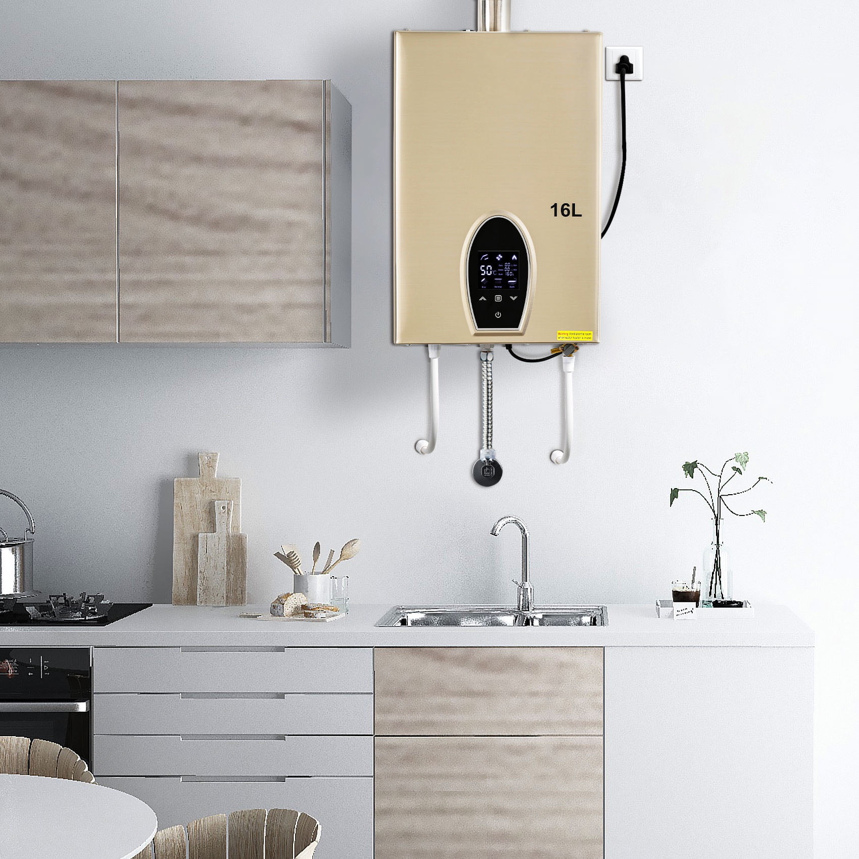 TC-HOME 4.2 GPM 16L Tankless Water Heater Natural Gas Instant Hot Boiler  with Digital Display u0026 Exhaust Pipe - Walmart.com