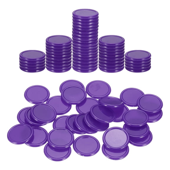 Uxcell 100 Pack 0.8 Inch Plastic Poker Chips, Mini Bingo Chips Learning Counters Counting Counters Disks Markers Opaque Game Tokens for Game Play Math Counting, Purple