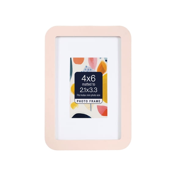DesignOvation 4x6 Matted for 2.1x3.3 Rounded Peach Decorative Tabletop Picture Frame