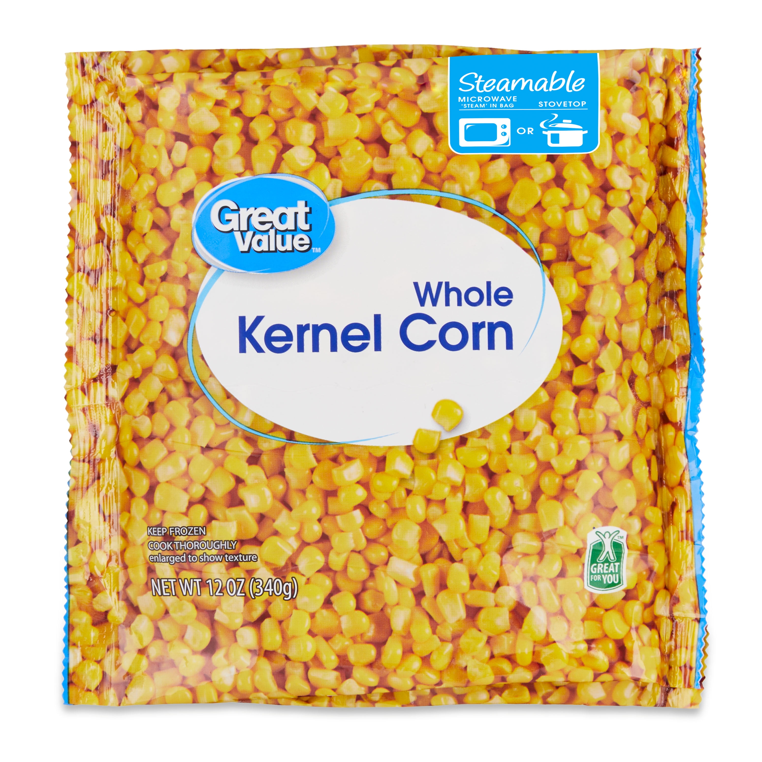 Great Value Steamable Whole Kernel Corn, 12 oz (Frozen)