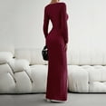 thumbnail image 6 of Zedker Fall Dresses for Women 2025 Corset Maxi Dress Long Sleeve Square Neck Ruched Bodycon Elegant Formal Wedding Guest Cocktail Holiday Party Dresses Plus Size Red M, 6 of 6