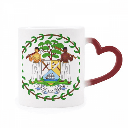 

Belize National Emblem Country Heat Sensitive Mug Red Color Changing Stoneware Cup