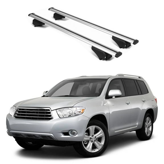 ERKUL Roof Rack Cross Bars for Toyota Highlander 2010-2013 | Aluminum Crossbars with Anti Theft Lock for Rooftop | Compatible with Raised Rails - Silver
