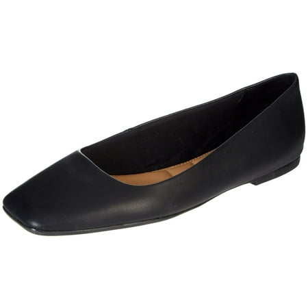 

Bamboo Womens Global-01 Square Toe Flats 8.5 Black