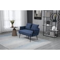 thumbnail image 2 of Modern Armchair Single Sofa Arm Chair with Metal Legs, Velvet Accent Sofa, Upholstered Arm Sofa Tufted Sofa with 2 Couch Pillows for Small Spaces Bedroom Apartment Office Living Room, Navy, 2 of 13