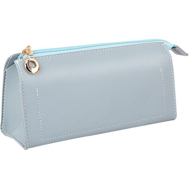 Estuche para lápices de cuero PU, bolsa impermeable para bolígrafos, soporte para brochas de maquillaje, bolsa de almacenamiento con cremallera, organizador de marcadores para viajes de ofic