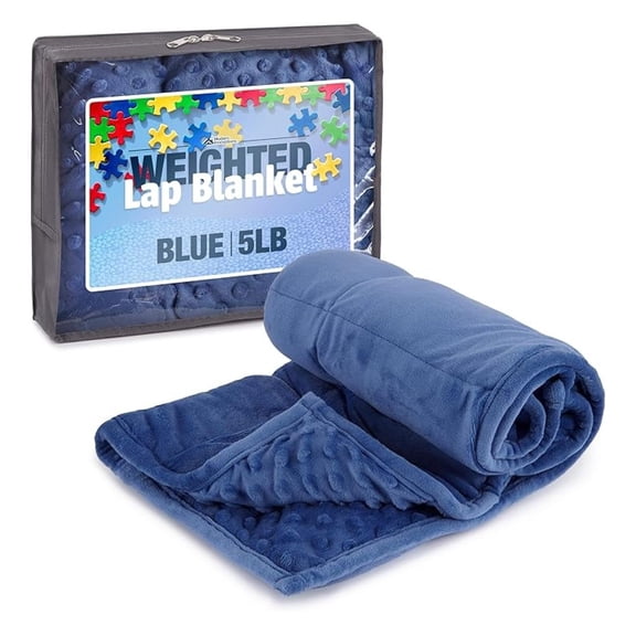 XYX 5lb Weighted Blanket Blue 19x22 Inch Plush Minky Weighted Lap Pad with Travel Bag for Ages 4+