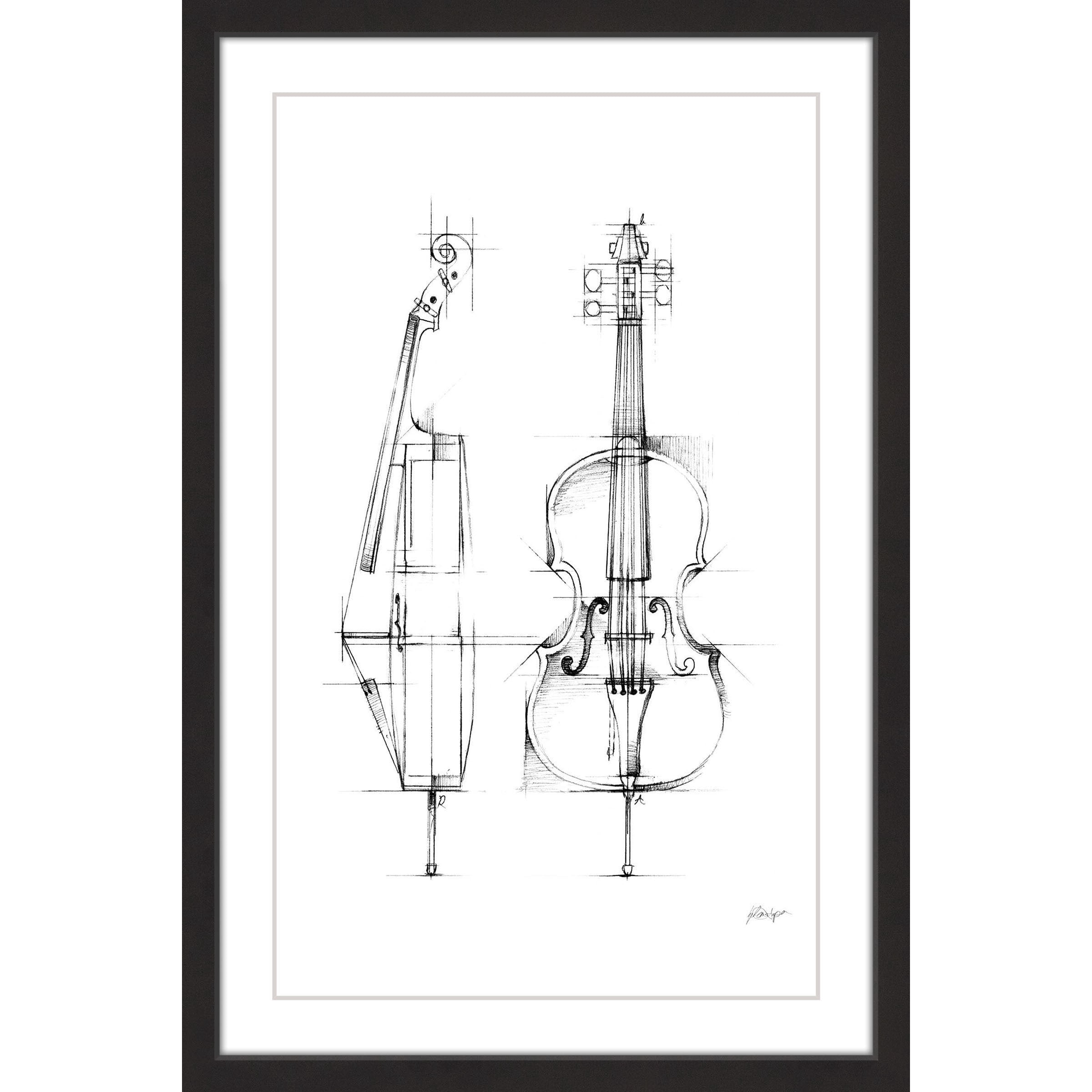 MARMONT HILL  - 'Cello Sketch' Framed Painting Print - Multi-Color 30 x 45