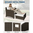 thumbnail image 3 of 5-Piece Outdoor Wicker Patio Conversation Set, 2 Chairs 2 Ottomans Glass Table, All-Weather Rattan, Brown Gradient & Beige, 3 of 7