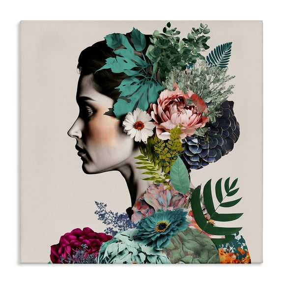 Stupell Industries Blooming Flowers Visage People Painting Wrapped Canvas Art Print Wall Art, 17 x 17