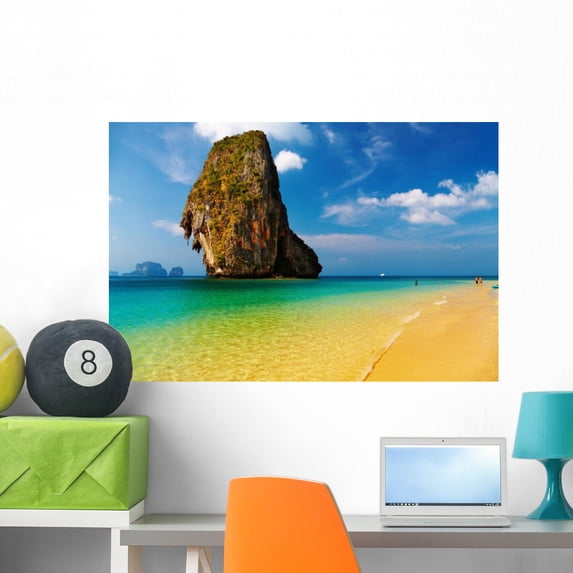 Tropical Beach Wall Mural by Wallmonkeys Peel and Stick Graphic (36 in W x 24 in H) WM135926