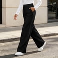 thumbnail image 7 of ClodeEU Women's Elastic Waist Straight Leg Dress Pants,Fashion Solid Color Trouse With Pockets ,Women's Plus L, 7 of 7