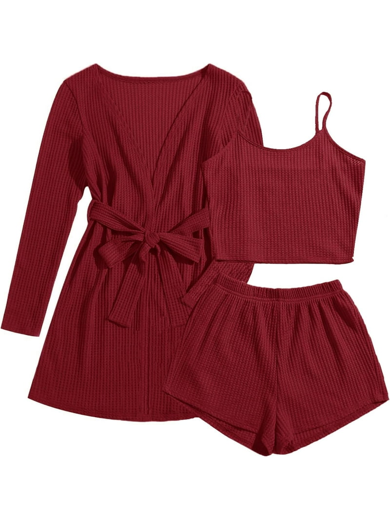 Womens Piece Waffle Knit Lounge Set Soft Pajama Sets Tank Top